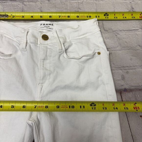 Frame Women Le High Straight Jeans Size 24 White Denim C032 -30 - Picture 3 of 16